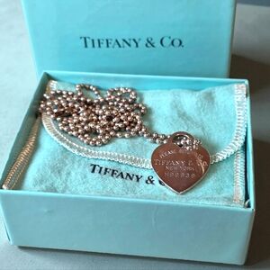 Tiffany & Co.  Please Return To Tiffany Heart Pendant Necklace 16" Long Silver
